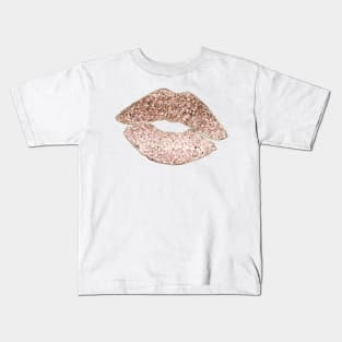 Lips - rose gold glitter Kids T-Shirt